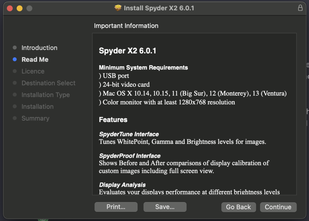 Installation Text Spyder X2